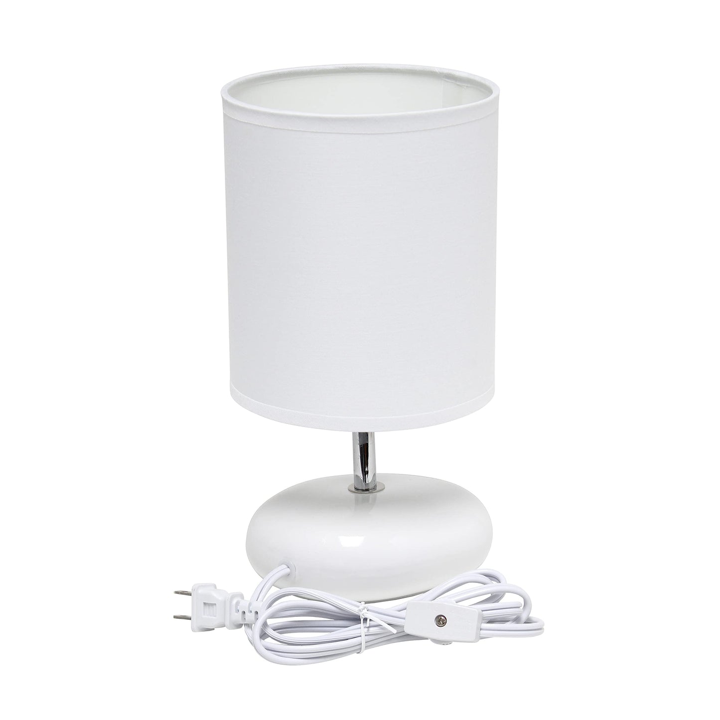 Simple Designs LT2005-WHT Stonies Small Stone Look Table Desk Bedside Lamp, White