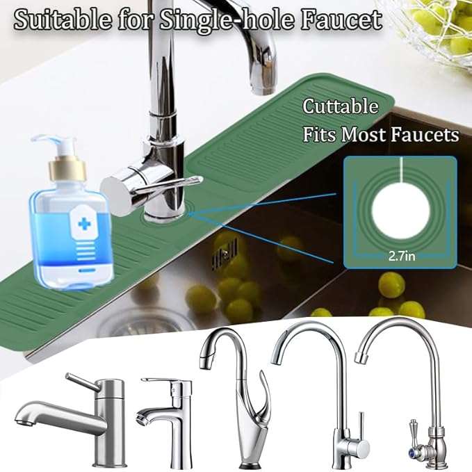 Kitchen Faucet Splash Mat, 24 inch Silicone Sink Splash Guard Drying Mat