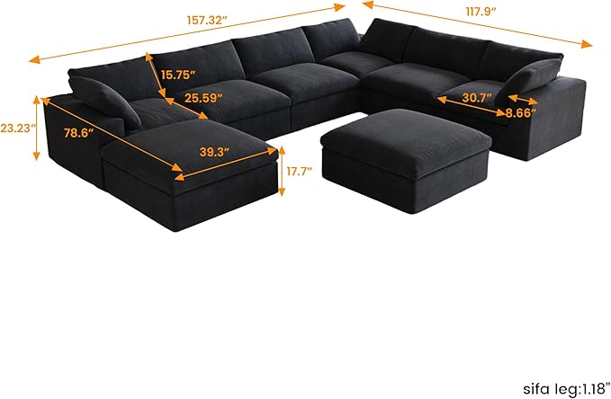 Cloud Modular Sectional Sofa Couch, Oversized Couch 8 Seater