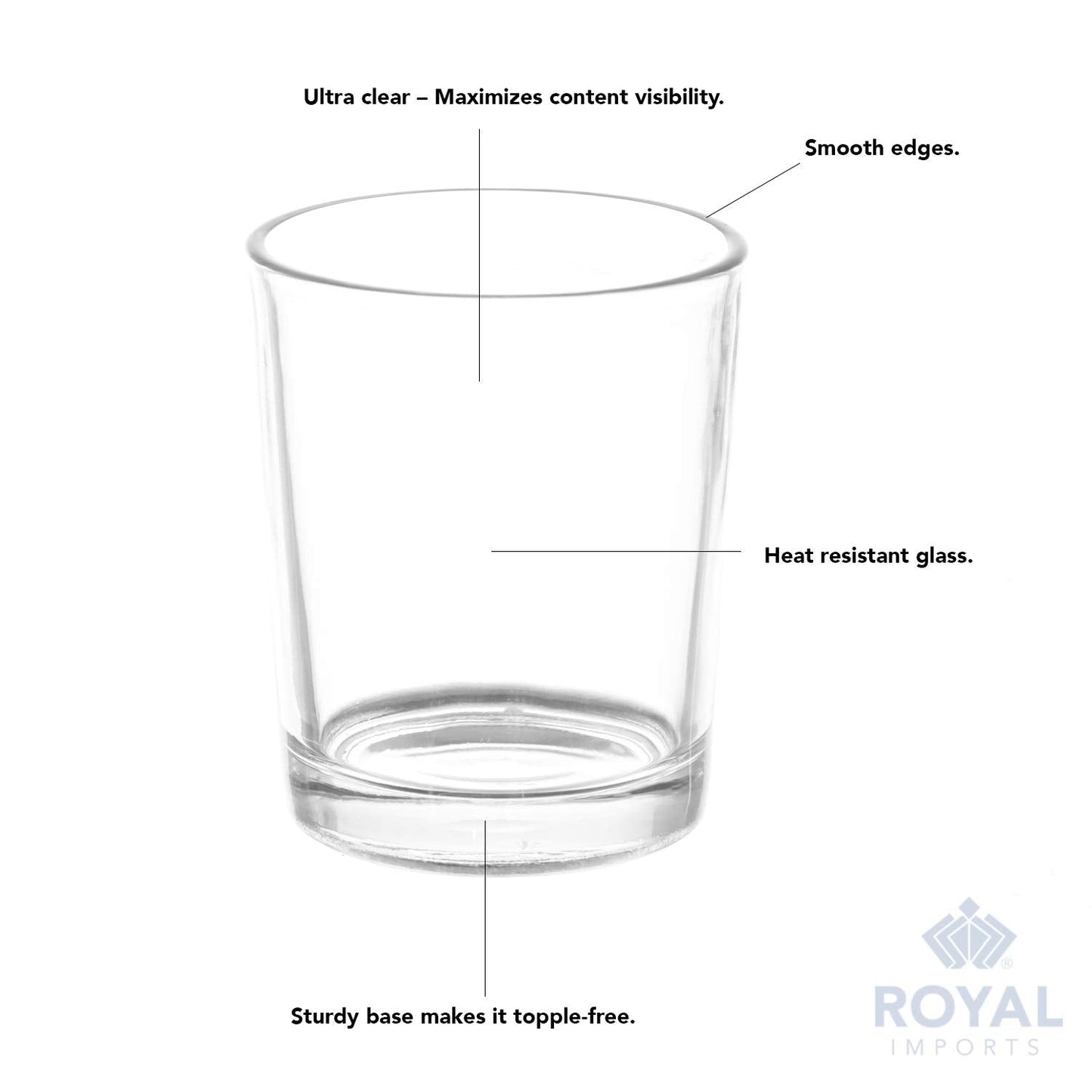Royal Imports Clear Glass Votive Candle Holder, Tealight Candles Holders, Centerpiece Cups, Home Decor Spa Wedding Birthday Restaurant Party Holiday - 12 Pack