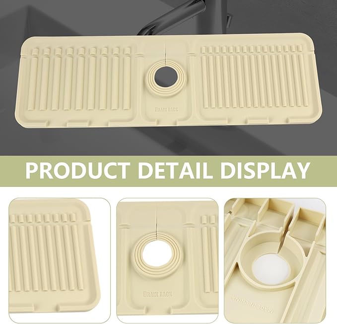 Faucet Mat for Kitchen Sink Splash Guard, 17.5"X5.5" Silicone Sink Splash Guard
