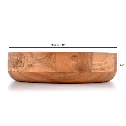 Kaizen Casa Wooden Round Shaped Serving Bowl for Fruit,Dessert Platter Tray Dish Kitchen Dining Fruit,Dessert,Snack