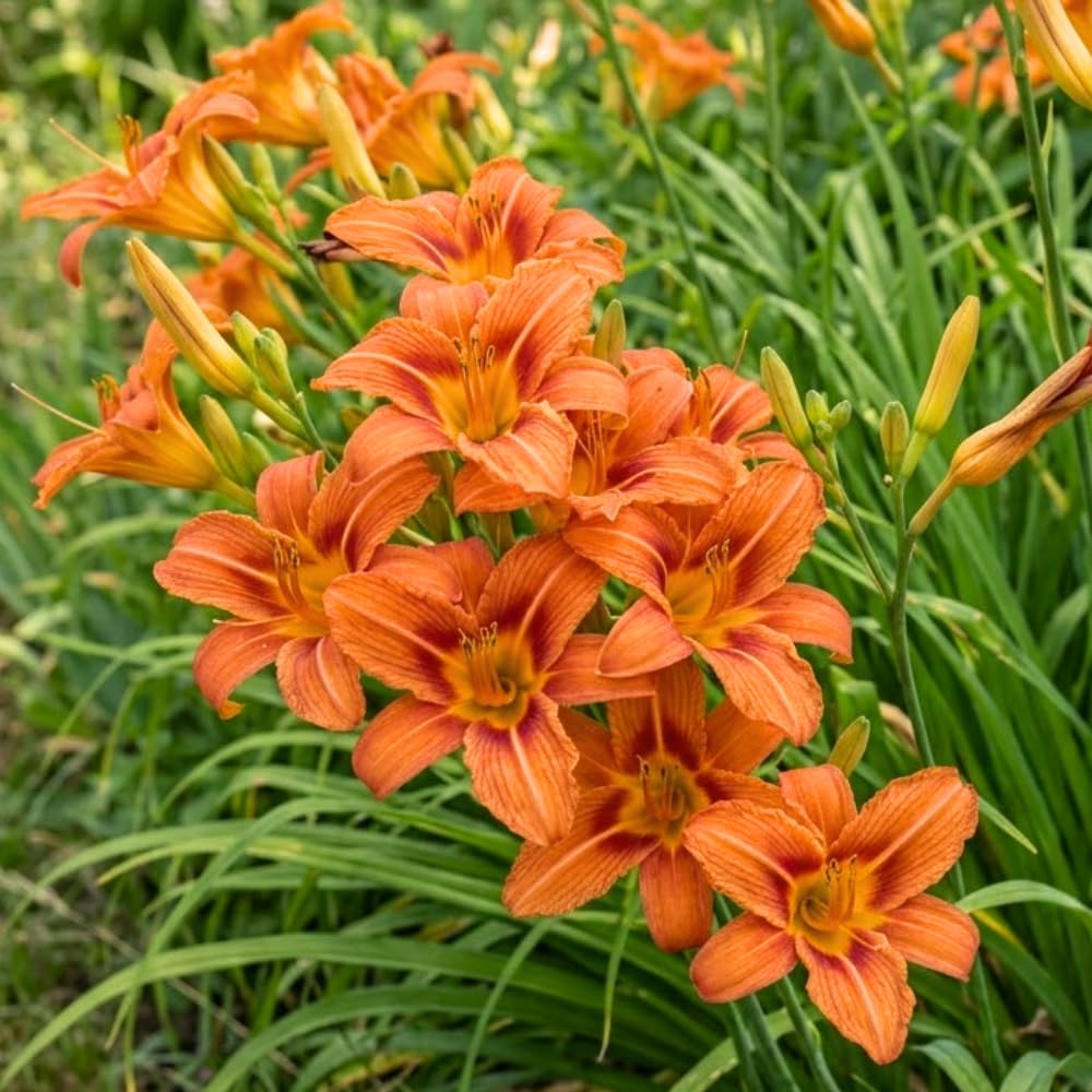 50 Wild Orange Daylily Live Roots, Hemerocallis Fulva, Vigorous Orange Flowering Perennial for Garden Borders