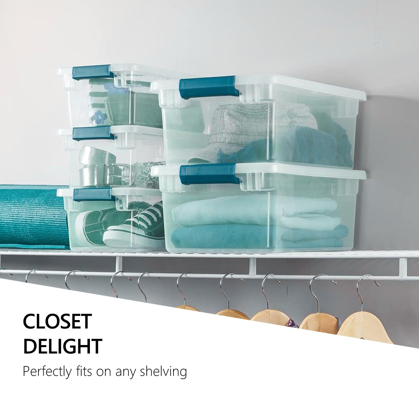 Tribello Clear Plastic Storage Bins with Lids Stackable Storage Bins (15 Quart)