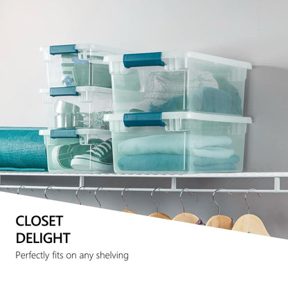 Tribello Clear Plastic Storage Bins with Lids Stackable Storage Bins (15 Quart)