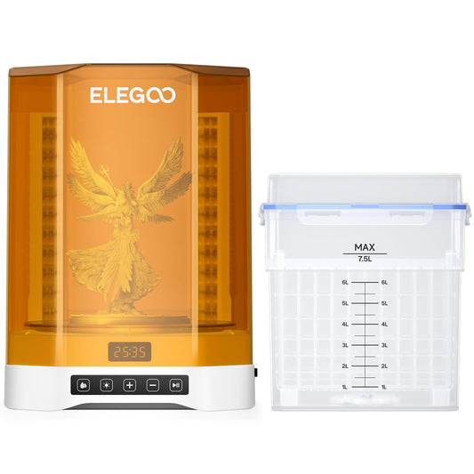 ELEGOO Mercury Plus V3.0 Wash and Cure Station, 7.5 L Large Capacity, Compatible with Mars Saturn Photon Halot MSLA LCD DLP 3D Printers
