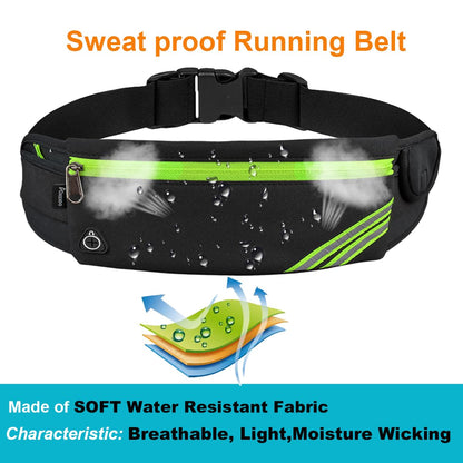 Slim Running Belt Fanny Pack,Waist Pack Bag for Hiking Cycling Workout,Reflective Runners Belt Jogging Pouch,Travelling Money Phone Holder for Running Gear Accessories