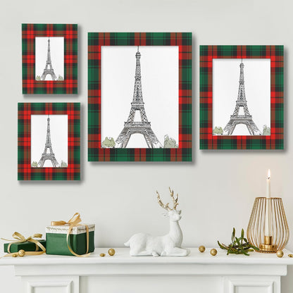 POFATO Christmas Plaid Pattern 11x14 Picture Frame Wooden Picture Frames for Wall Hanging & Tabletop Decor Display 11x14 or 10x14 Picture Collage Family Weddings Christmas Photo Frame for Gift