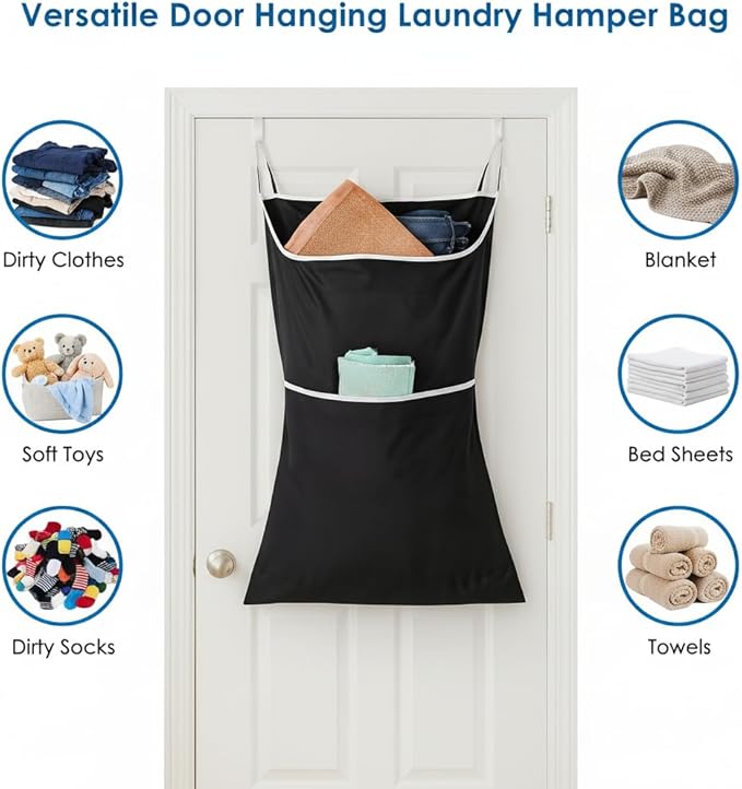 2-in-1 hanging laundry hamper Bag + Pop-up mesh laundry basket, XL Over the