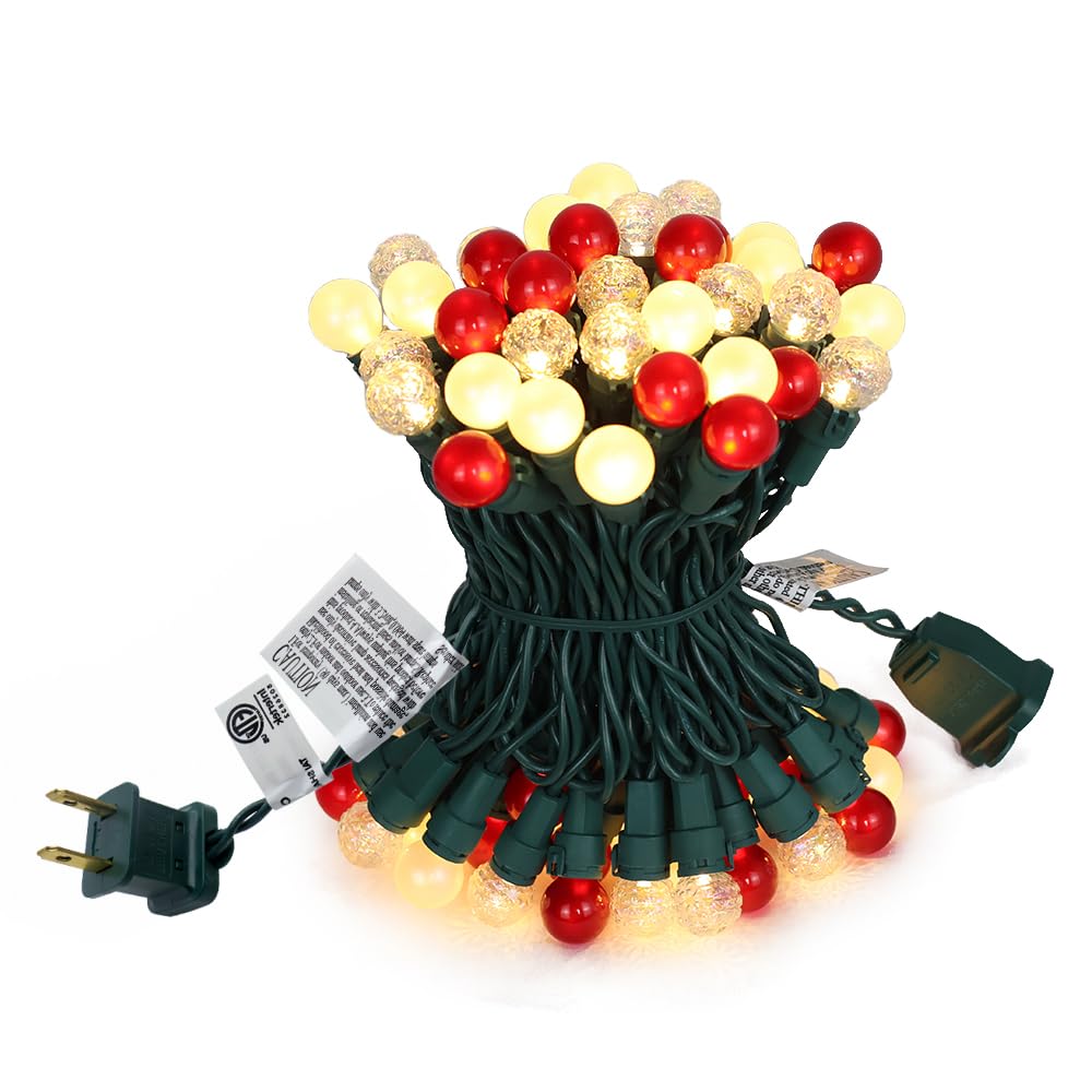 novrose Red and White Christmas Lights Outdoor G15 Pearlized Glass 70 LED 19FT Mini Globe String Lights for Christmas Tree Indoor Outdoor Decor,ETL Certified