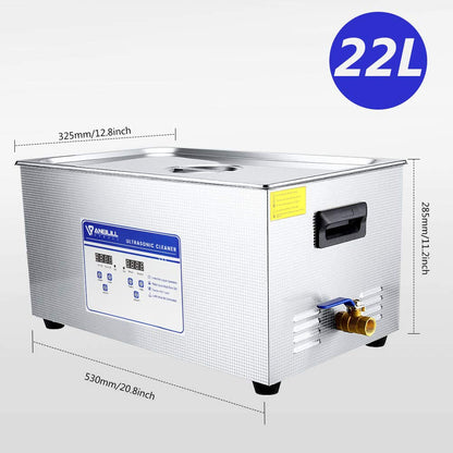 Anbull 22L/5.8Gal 480W Industrial Ultrasonic Cleaner Machine with 304 Stainless Steel and Digital Timer Heater for Wrench Tools Industrial Parts Mental Instrument Apparatus Cleaning