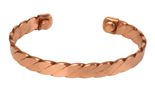 Touchstone Copper Handcrafted Beautiful Braided Magnetic Hand Forged With Solid And High Gauge Braided Pattern Minimalistic Elegance Pure Copper Bracelet In Natural Tone.
