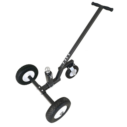 Tow Tuff Trailer Dolly w/ 12" Flat-Free Tires & 8" Swivel Caster Wheel, Fits 1 7/8” Coupler, 800 lb Capacity, Black - Adjustable and Portable Trailer Mover for Campers, Boats, and Utility Trailers
