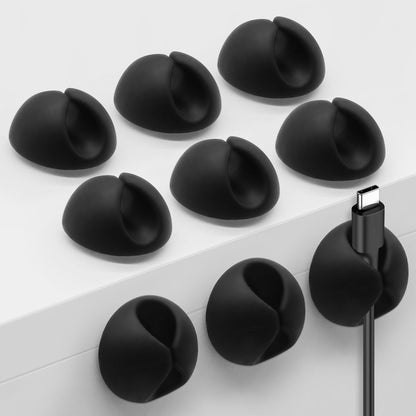 SmiLife Cable Clips Phone Cord Holder, Charger Cord Organizer, Cable Management Clips for Nightstand, Car, Office, Black 9 PCS