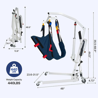 Coisioke Electric Patient Lift Premium Aluminum Folding Electric Patient Lift for Home Travel and Healthcare Efficient 440lbs Electric Body Lightweight Transfer Lift