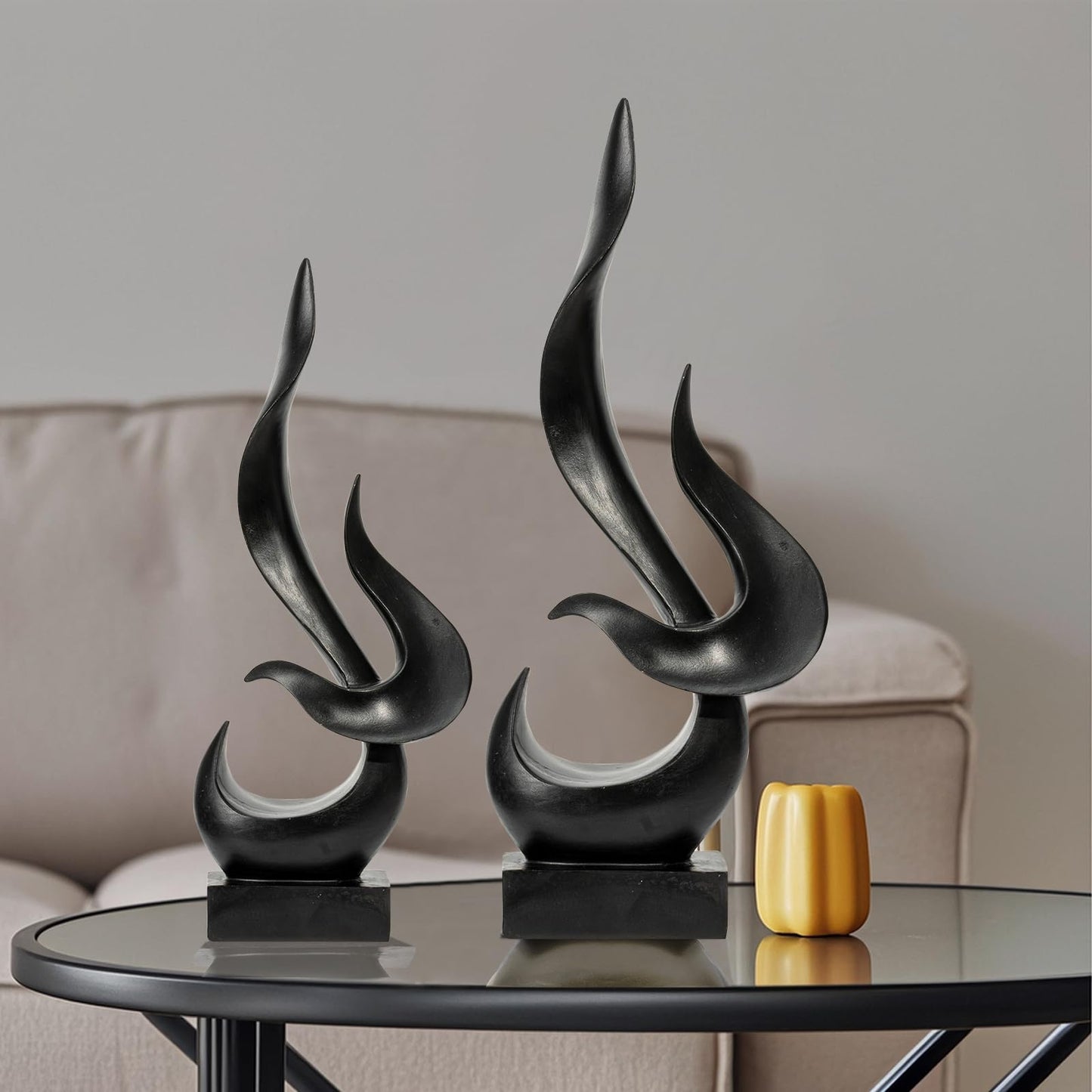 Paytonture Gold Fire Flame Sculpture, Modern Abstract Resin Statue, Art Statue Home Decor for Living Room TV Stand Coffee Table Shelf Accents Decor.（Small）