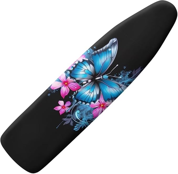 Blue Floral Butterfly Ironing Board Cover Scorch Resistant, Extra Thick Covers