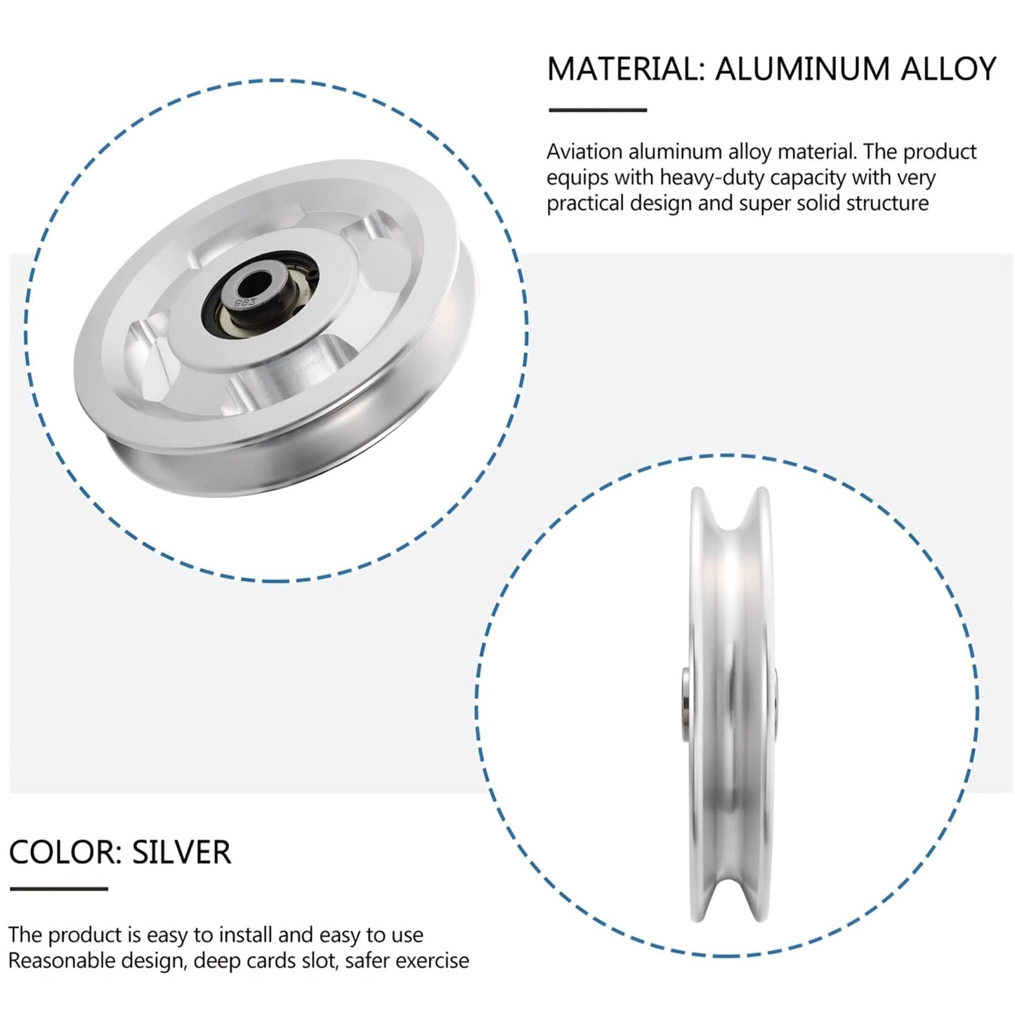 Gueiddi Aluminum Pulley for Home Gym, Load Capacity Sealed Bearing Pulley System, Quiet & Smooth Replacement Gym Pulley Wheel for Cable Machine, LAT Pulldown, Weight Equipment (1, Gold, 114-115mm)