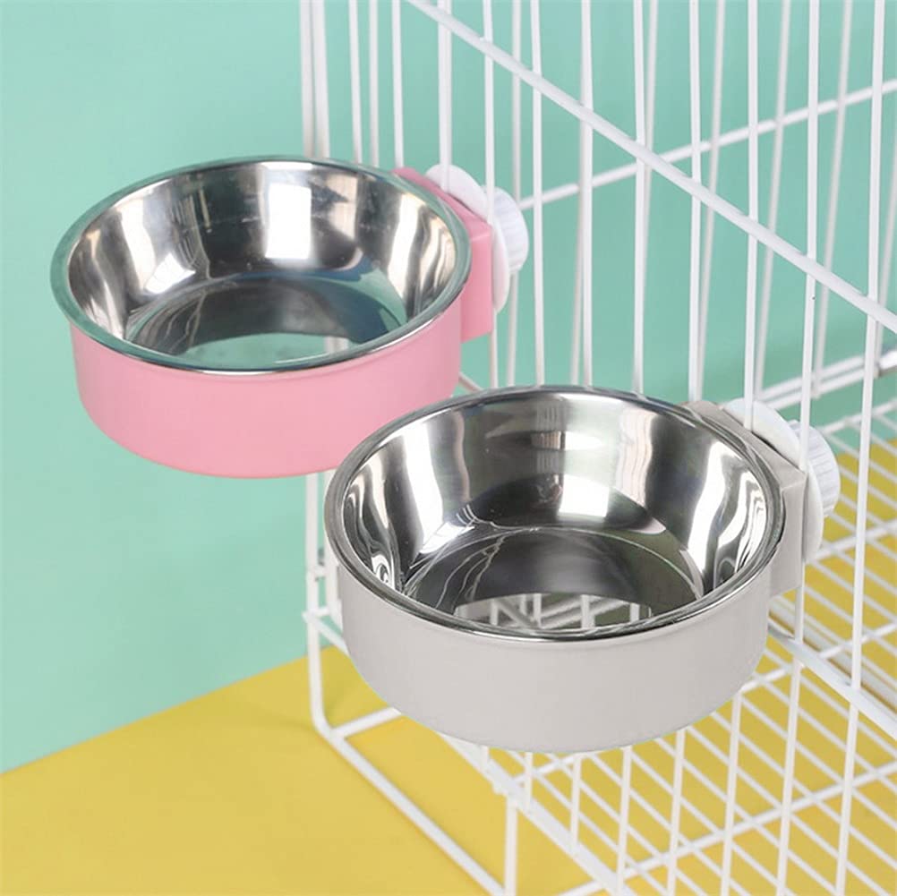 2 Pcs 2-in-1 Pet Crate Bowls, 11cm/4.3In 420ml Hanging Cage Dog Bowl Removable Cage Water Bowls for Dog Cat