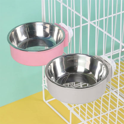 2 Pcs 2-in-1 Pet Crate Bowls, 11cm/4.3In 420ml Hanging Cage Dog Bowl Removable Cage Water Bowls for Dog Cat