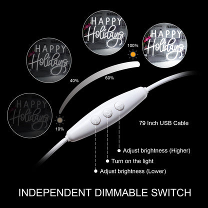 Horseneon Happy Holidays Neon Sign, Merry Christmas Neon Sign for Wall Decor, LED Sign with USB Powered for Party, Home, Bedroom, Living Room, Bar