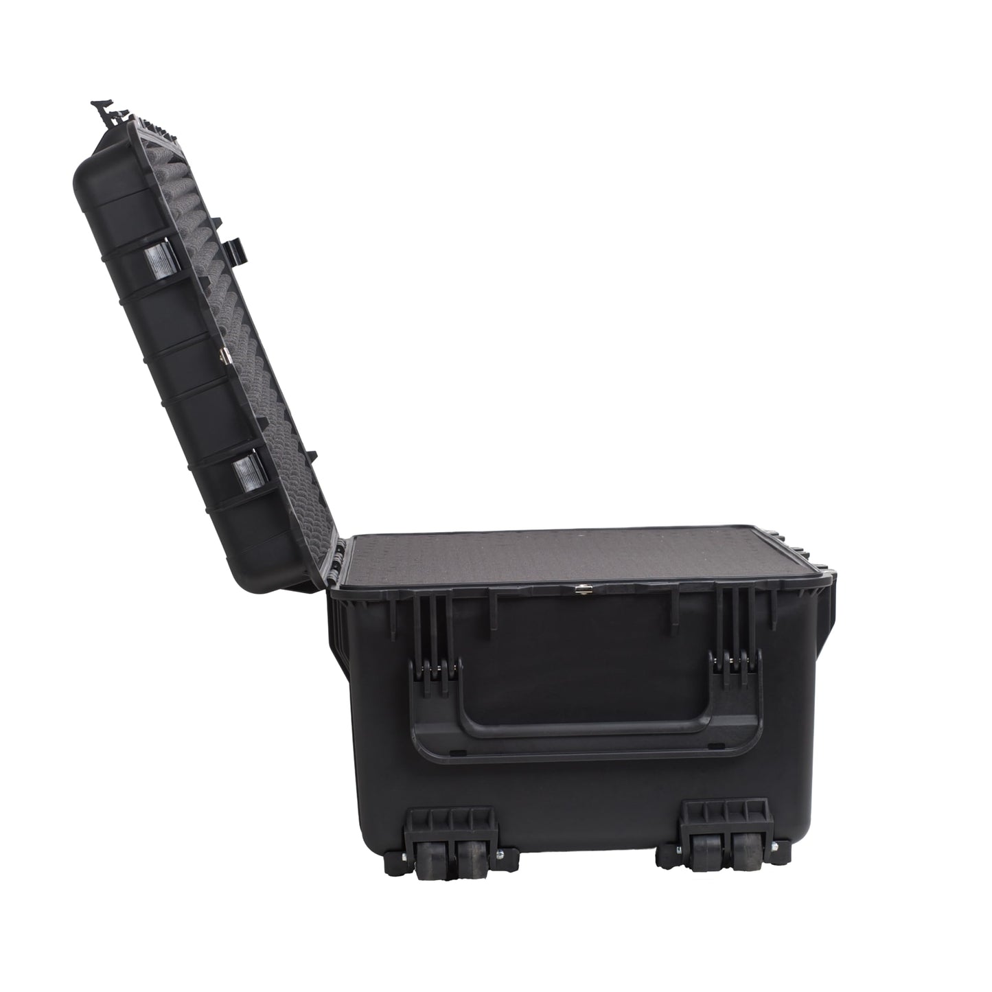 MEIJIA Portable Waterproof Protective Case,Hard Camera Case With Retractable Pull Handle And Rolling Wheels,Customizable Fit Foam Inserted,Elegant Black, 31.3" X24.21" X17.48"