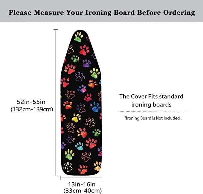 Sprowallow Colorful Paw Print Standard Size Iron Board Cover Elastic Edge