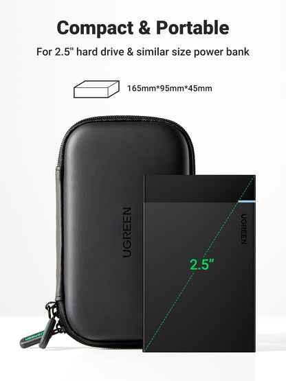 UGREEN Hard Drive Case, Portable External Hard Drive Bag for 2.5 Inch HDD SSD, Waterproof Protective Storage Pouch EVA Compatible with Solid State Drive WD Western Seagate Toshiba Lacie