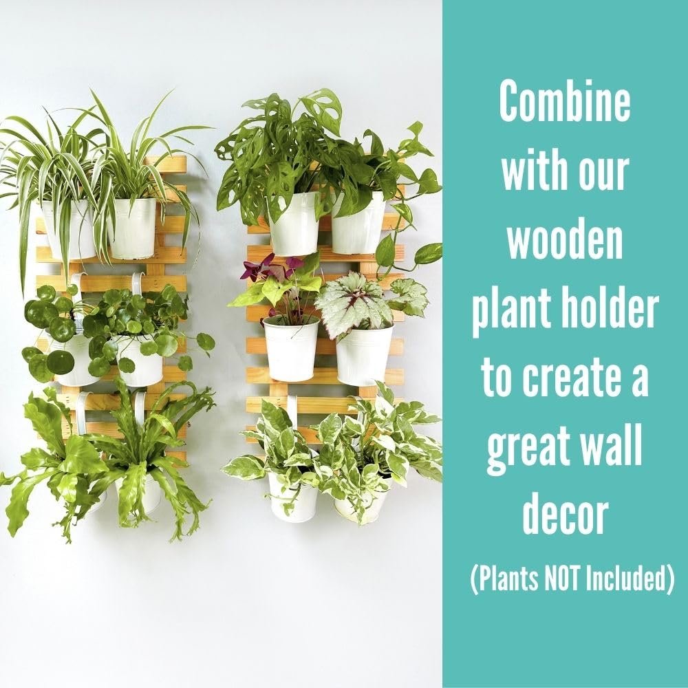LaLaGreen 6 Inch Hanging Planter Iron - 10 Pack, White Large Metal Flower Pot Over Rail Balcony Railing Hanging Buckets for Plants Outdoor Fence Wall Herb Garden Succulent Outside Deck Patio Porch