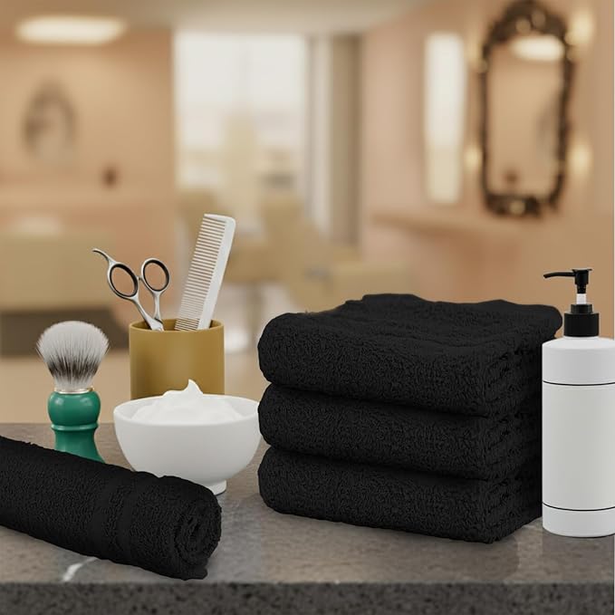 24 Pack Black Hand Towels 100% Cotton Spa Towels – 16x27 inches Highly