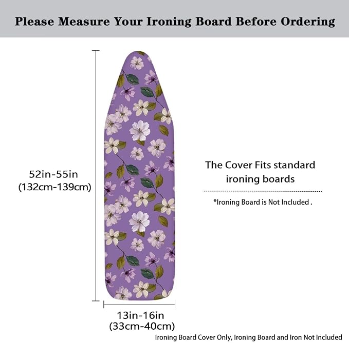 Purple Flower Ironing Board Cover and Pad Cover