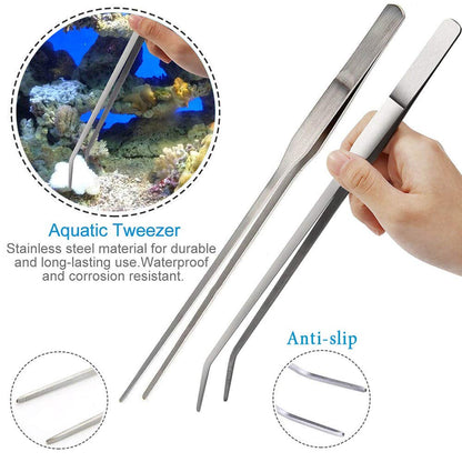 Aquarium Tools, Stainless Steel Aquascaping Tools- 4 in 1 Aquatic Plants Tweezers Scissors Spatula Cleaning Tool Set for Fish Starter Kits & Aquariums Tank Plants Kit