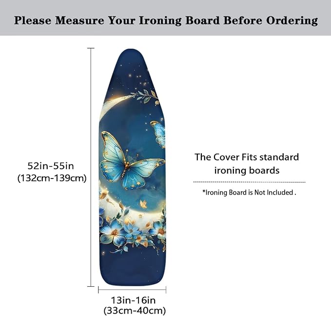 Butterfly Flower Ironing Board Cover and Padding 15 x 54 Non-Slip Ironing Board