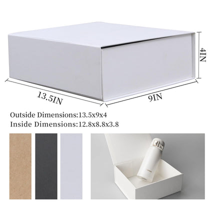 Rsgift White Gift Boxes with Lid,13.5x9x4 Inches,Magnetic Closure for Women - Wedding, Birthday, Graduation Packaging