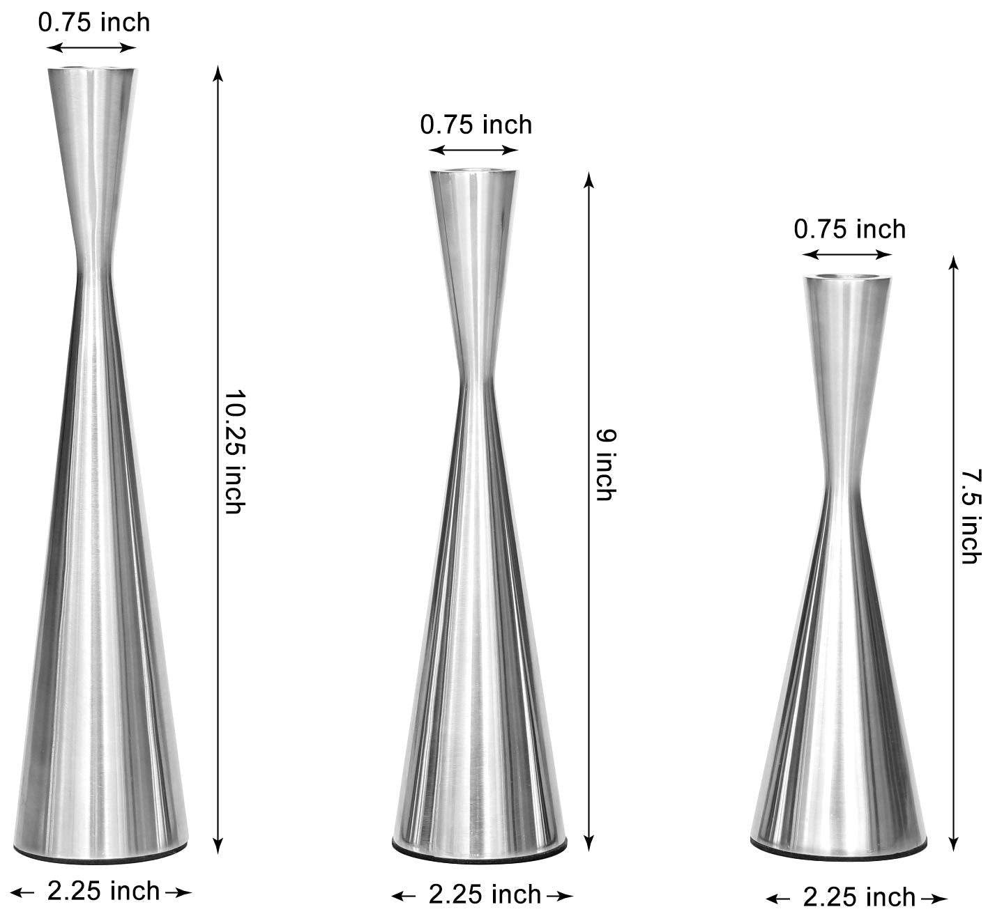 Vixdonos Taper Candlestick Holders Metal Candle Holders Set of 3 Table Decorative Candle Stand for Wedding, Dinning, Party,Home Decor (Silver)