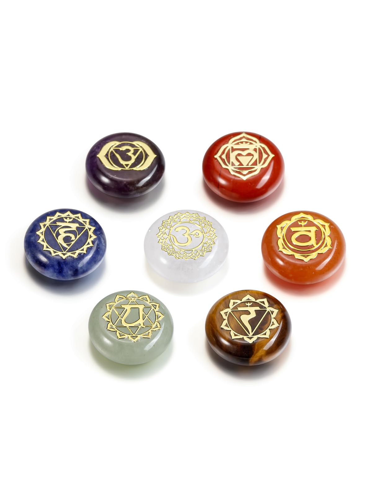 GEHECRST Chakra Crystals Stones Set 7 Chakra Healing Energy Crystals Gemstones Reiki Symbol Polished Pocket Palm Stone for Stress Relief Reiki Chakra Balancing Meditation Decoration Crystal Gifts