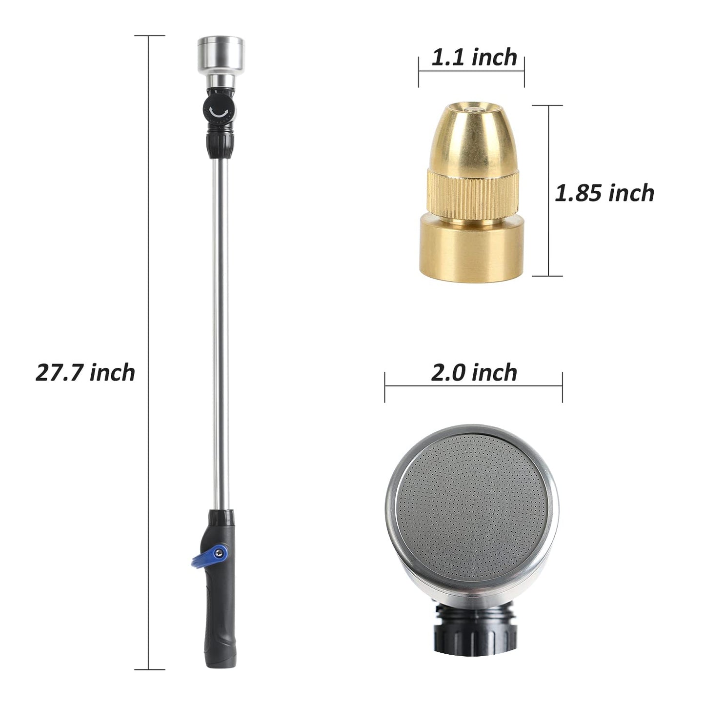 STYDDI Soft Rain Watering Wand with Pivoting Head and Thumb Control, 28" Gentle 1008Holes Classic Rain Wand with Replace Brass Nozzle, Perfect for Hanging Baskets, Planters, Greenhouses and Seedbed