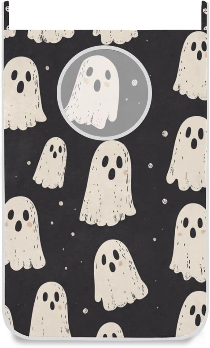 Cute Halloween Ghost Black Hanging Laundry Hamper Door Hampers Bag Basket