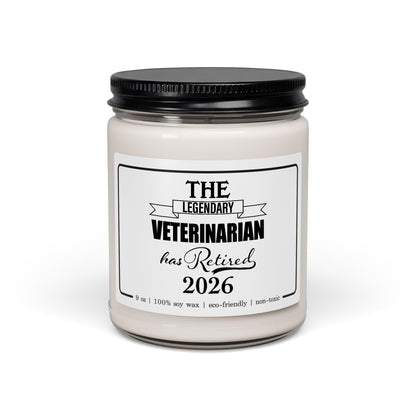 The Legendary Veterinarian Has Retired 2026 Candle Retirement Gifts for Vet Doctor of Veterinary Medicine Physiology Pet Dog Cat Animal Men Women 9oz Vanilla Scented Soy Wax Blend