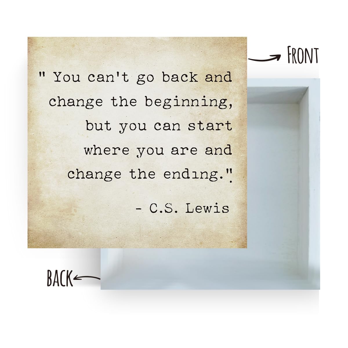 Inspirational Quotes Office Decor for Men, Rustic Wooden Block Plaque Box Sign for Home Office Desk Shelf Table, Motivational Wall Decor Inspirational Gifts for Women Men Friends - C.S. Lewis