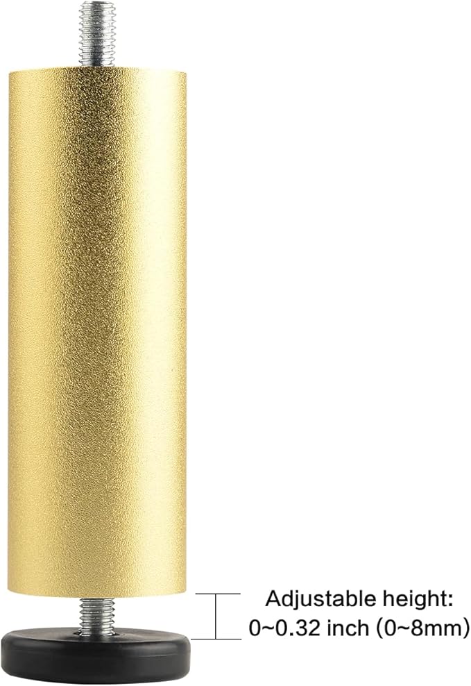 4 Pack Gold Metal Furniture Legs M8 Replacement Sofa Legs Screw in 4.7 Inch