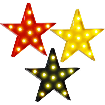 VIHOSE 3 Pcs Marquee Star Lights LED Star Signs Light up Movie Theater Decor Battery Operated Night Light for Gifts Birthday Party Home Movie Decor(Red,Black,Warm)