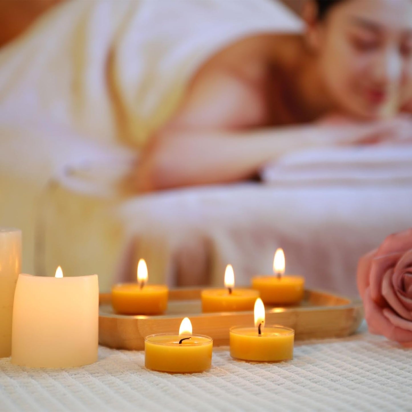 Capaniel 24 Packs Beeswax Tealight Candles- 4 Hour Burn Time Pure Beeswax Candles Bulk Burn Evenly and Clean Smokeless Natural Bees Wax Tea Lights for Relaxing