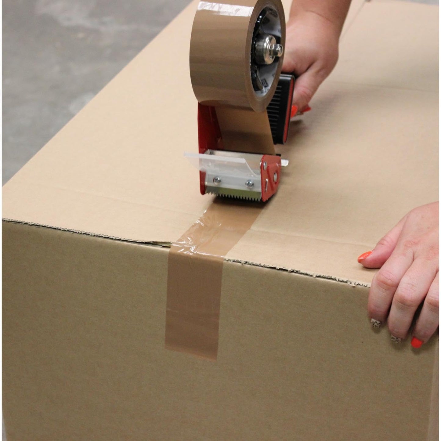 Fit For The Job Brown Parcel Tape Gun and Dispenser - Heavy Duty Packing Tape Dispenser for Efficient Sealing and Packing Needs - 6 Rolls
