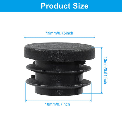 Kyuionty 20 Pack 3/4" Round Plastic Plug, Furniture Pipe Tube Cover Insert Tubing End Caps for Round Tubing Post, Pipe Post, Chairs (Black)