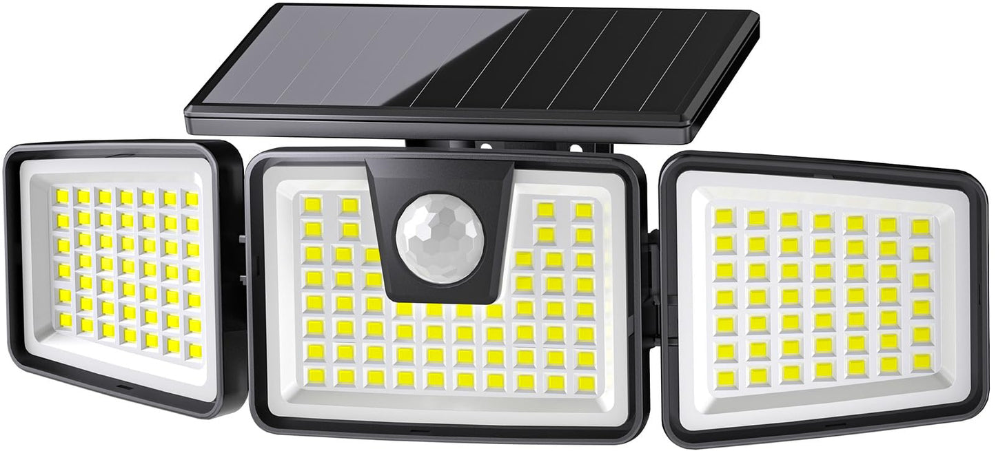 156LED Solar Lights Outdoor, Solar Security Lights Outdoor Motion Sensor 270° Wide Lighting Angle, Solar Floodlight IP65 Waterproof, Solar Wall Lights for Front Door, Yard, Garage, Garden (1 Pack)