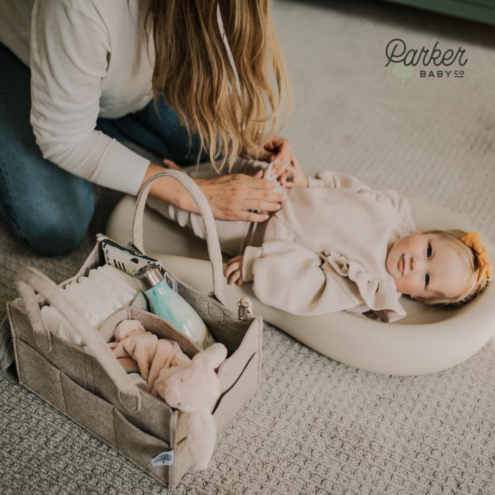 Parker Baby Diaper Caddy - Nursery Storage Bin and Car Organizer for Diapers and Baby Wipes - Oatmeal, Regular