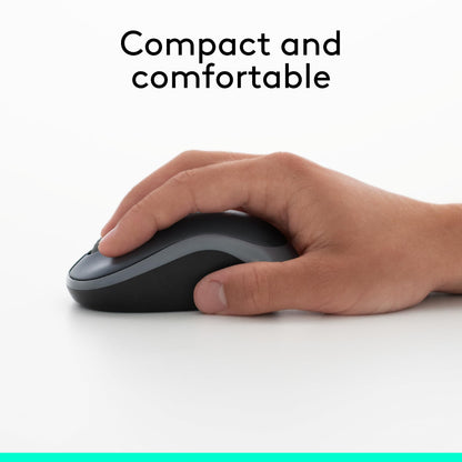 Logitech M185 Wireless Mouse, 2.4GHz with USB Mini Receiver, 12-Month Battery Life, 1000 DPI Optical Tracking, Ambidextrous, Compatible with PC, Mac, Laptop - Grey