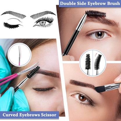 TsMADDTs 6 PCS Tweezers Set for Women, Eyebrow Tweezers with Curved Scissor for Ingrown Hair, Hair Plucking Daily Beauty Tools with Leather Travel Case