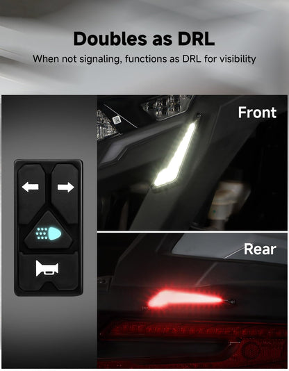KEMIMOTO Triangle UTV Turn Signal Kit with Horn, and Integrated Switch, Pre-Wired, Plug and Play UTV ATV Blinker, Universal Street Legal Turn Signals Compatible with Polaris, Can-Am, Teryx, CFMOTO